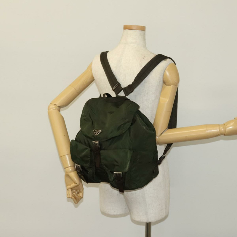 【日本直送】PRADA 雙肩包 尼龍 卡其色 銀色 正品 ki5908-27