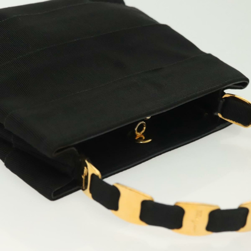 【日本直送】Salvatore Ferragamo Vala 手提包 帆布 黑色 金色 正品 139593-5