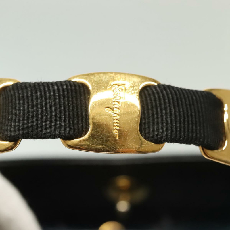 【日本直送】Salvatore Ferragamo Vala 手提包 帆布 黑色 金色 正品 139593-9