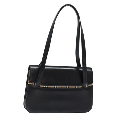 Burberrys Nova 格紋手提包，皮革材質，米色/黑色，正品，貨號 139536