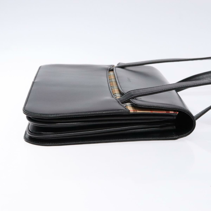 【日本直送】Burberrys Nova 格紋手提包，皮革材質，米色/黑色，正品，貨號 139536-2