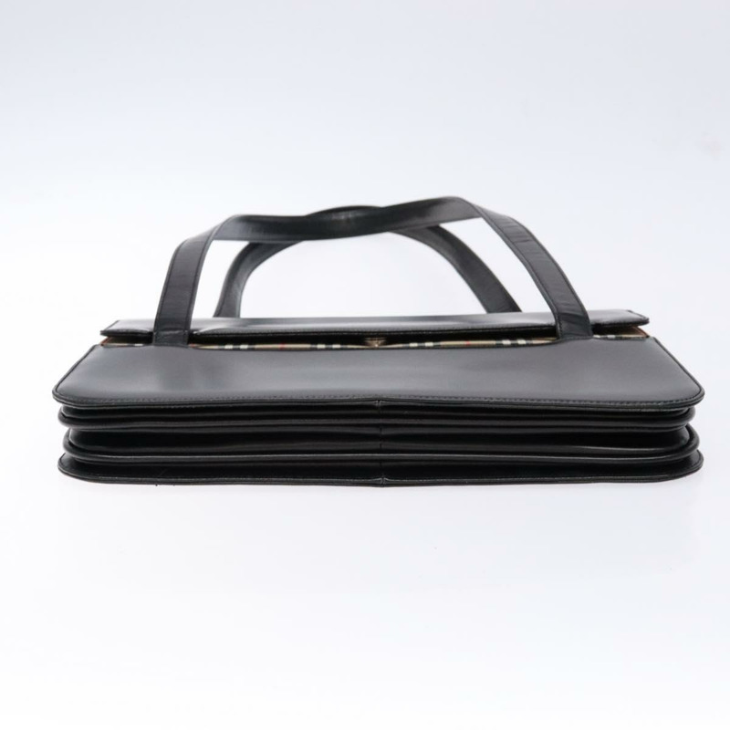 【日本直送】Burberrys Nova 格紋手提包，皮革材質，米色/黑色，正品，貨號 139536-4