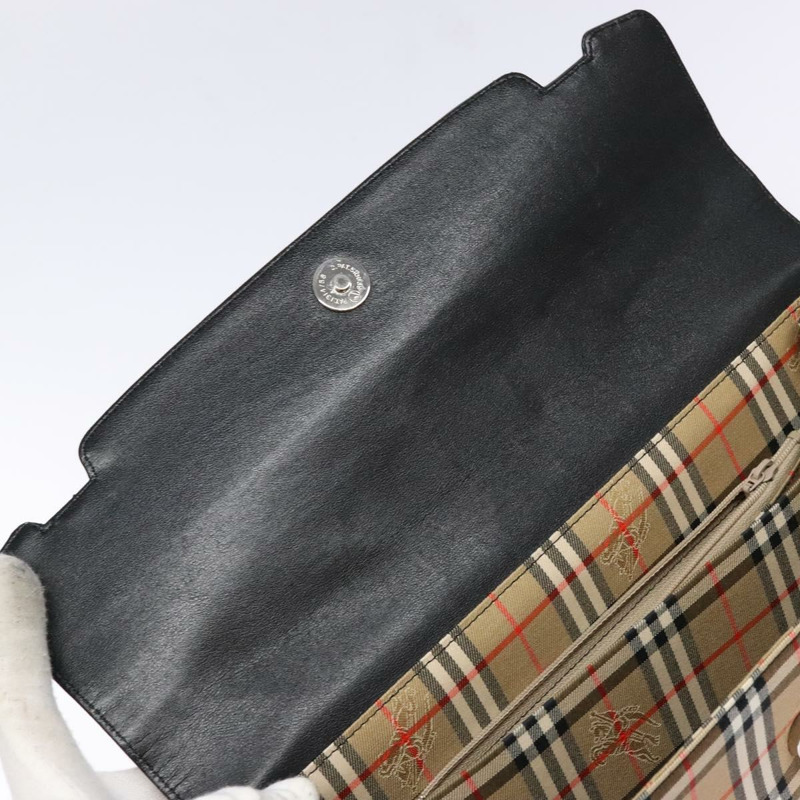 【日本直送】Burberrys Nova 格紋手提包，皮革材質，米色/黑色，正品，貨號 139536-9