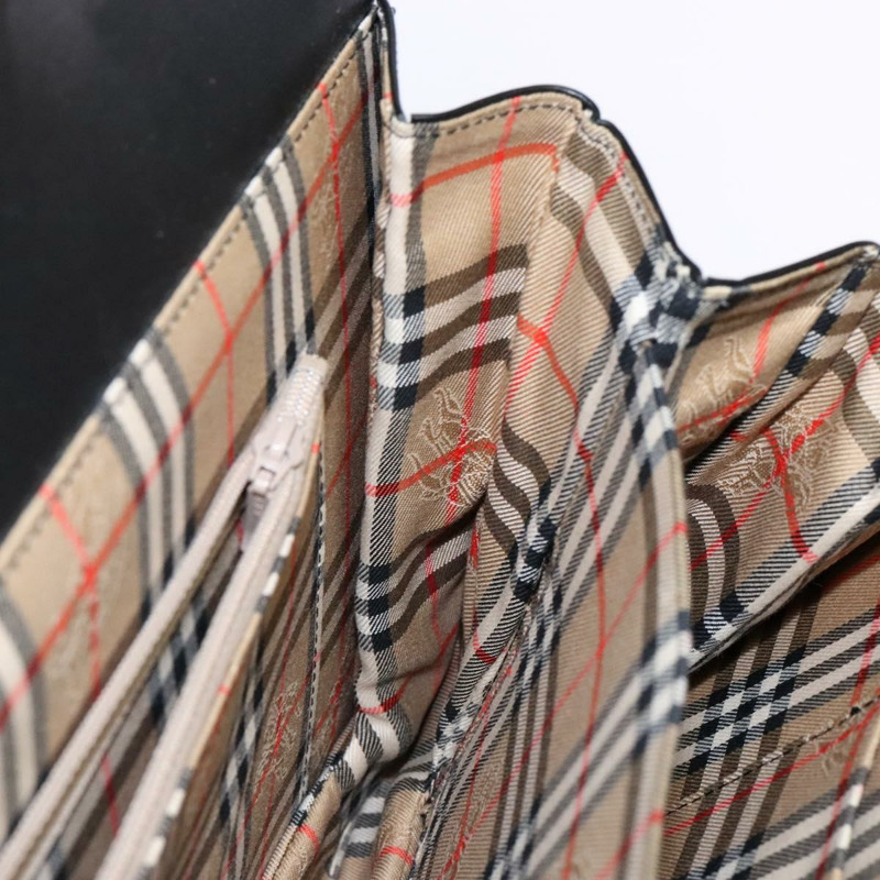 【日本直送】Burberrys Nova 格紋手提包，皮革材質，米色/黑色，正品，貨號 139536-17