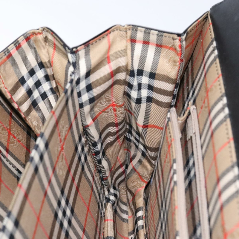 【日本直送】Burberrys Nova 格紋手提包，皮革材質，米色/黑色，正品，貨號 139536-18