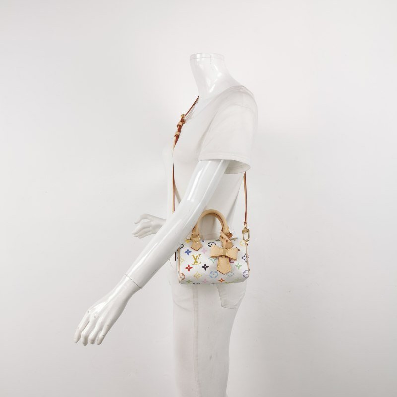 Louis Vuitton (LV) LV x Takashi Murakami聯名款Nano植鞣革白三彩波士頓包斜挎包單肩包 9.8新 晶片款-1