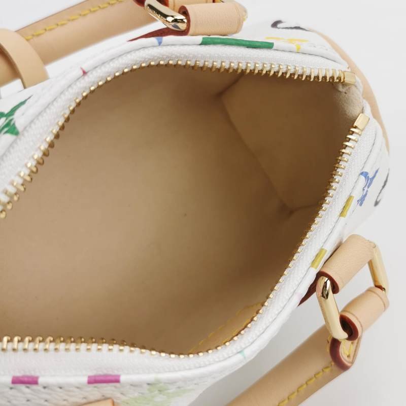 Louis Vuitton (LV) LV x Takashi Murakami聯名款Nano植鞣革白三彩波士頓包斜挎包單肩包 9.8新 晶片款-6