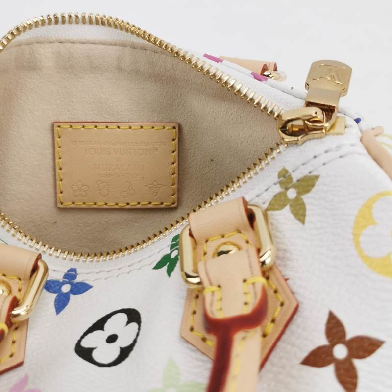 Louis Vuitton (LV) LV x Takashi Murakami聯名款Nano植鞣革白三彩波士頓包斜挎包單肩包 9.8新 晶片款-7