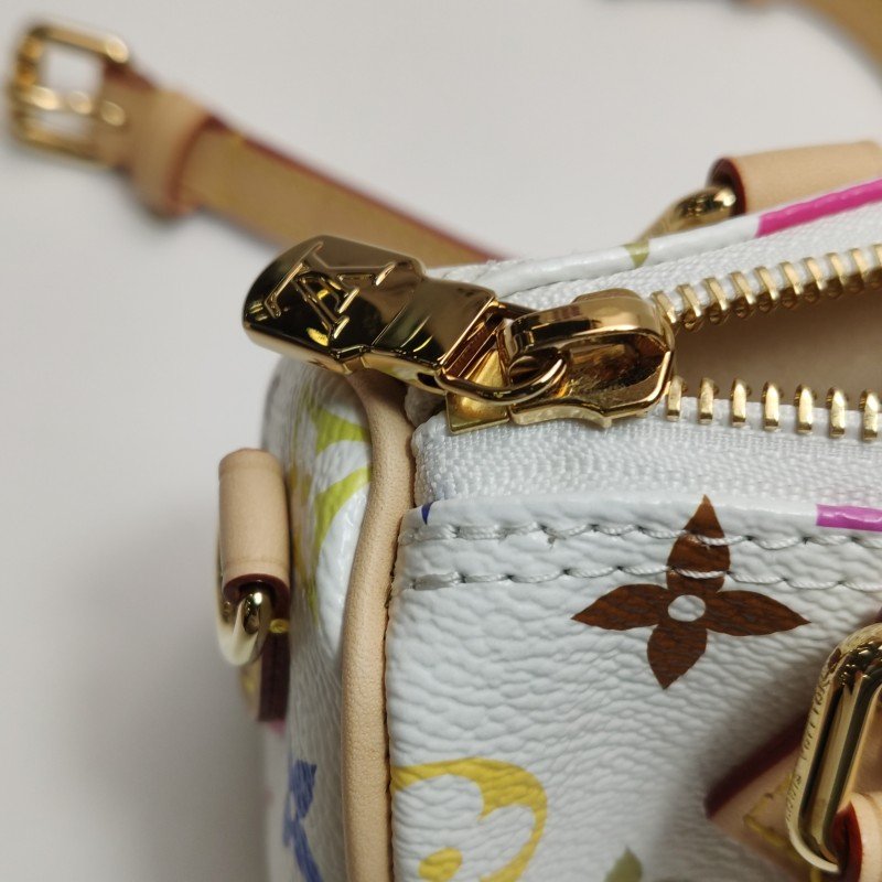 Louis Vuitton (LV) LV x Takashi Murakami聯名款Nano植鞣革白三彩波士頓包斜挎包單肩包 9.8新 晶片款-9