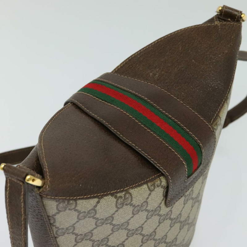 【日本直送】GUCCI GG Supreme Web Sherry Line 單肩包 PVC 米色 904 02 081 Auth 139731-5