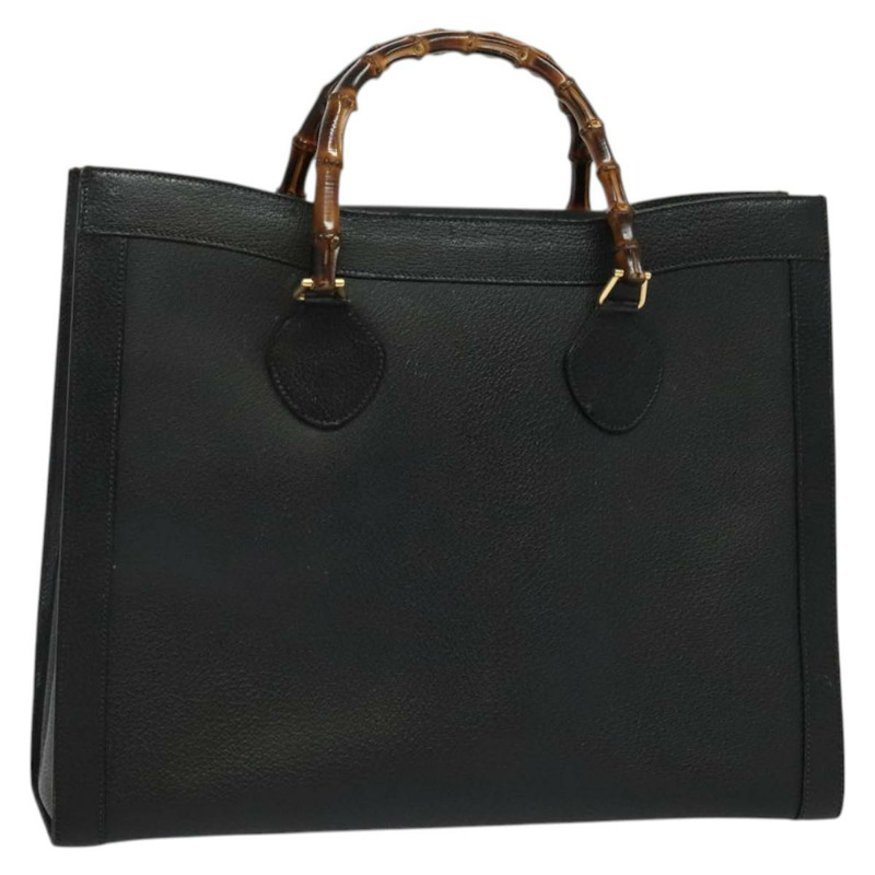 【日本直送】GUCCI 竹節手提包 皮革 黑色 金色 002 1186 0259 正品 139070-0