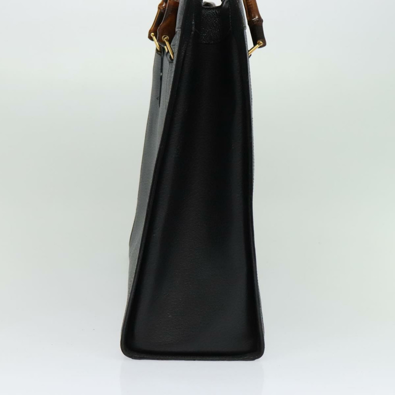 【日本直送】GUCCI 竹節手提包 皮革 黑色 金色 002 1186 0259 正品 139070-2