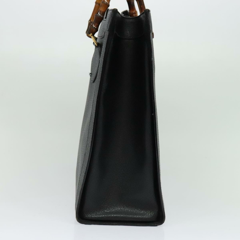 【日本直送】GUCCI 竹節手提包 皮革 黑色 金色 002 1186 0259 正品 139070-3