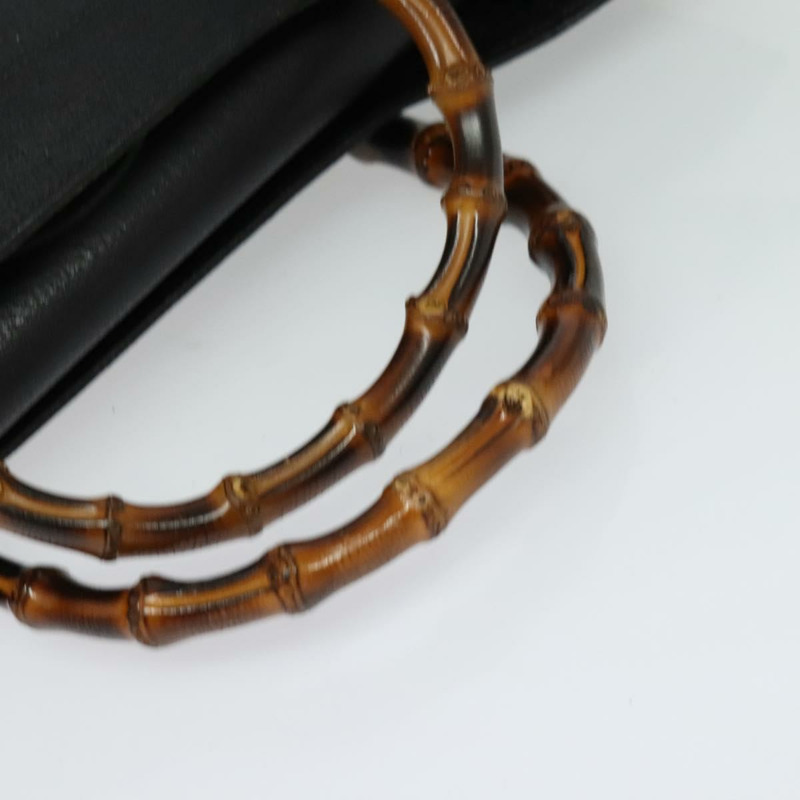 【日本直送】GUCCI 竹節手提包 皮革 黑色 金色 002 1186 0259 正品 139070-6