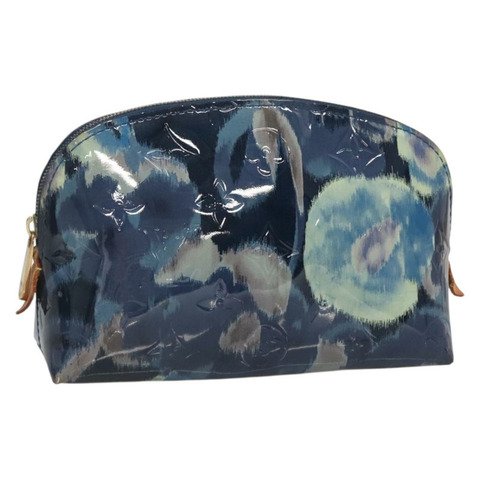 路易威登 Vernis Ikat 花朵手拿包化妝包藍色 M90044 正品 140088