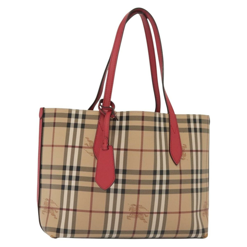 【日本直送】BURBERRY Nova 格紋手提包 PVC 米色 粉紅色 金色 正品 139904-0