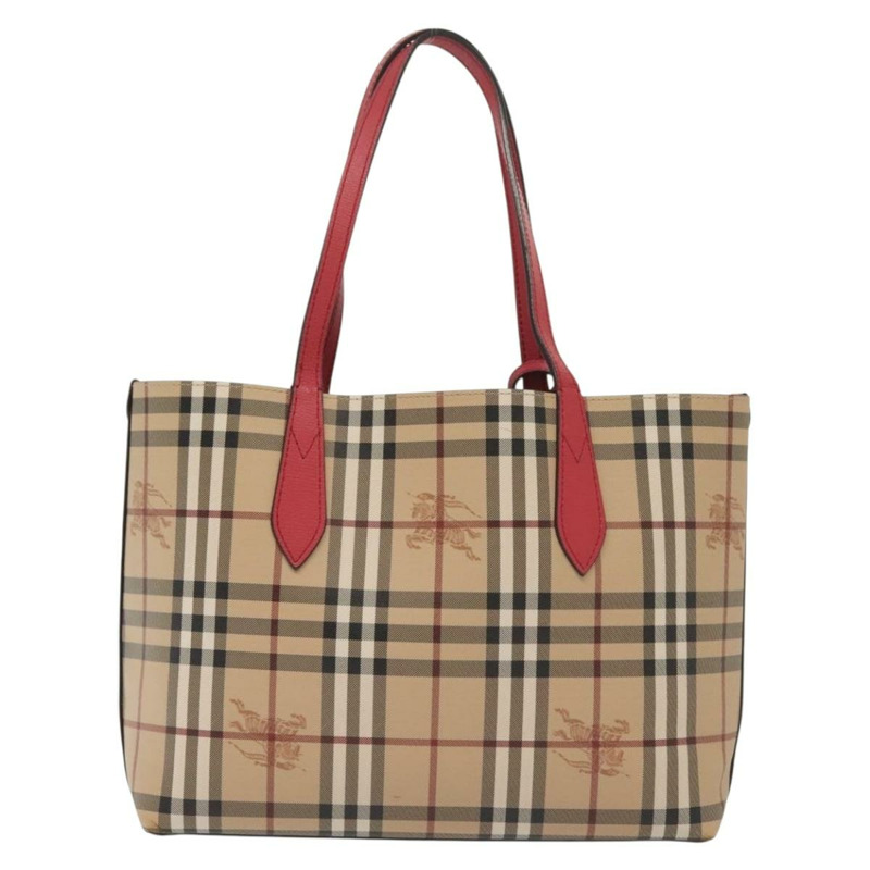 【日本直送】BURBERRY Nova 格紋手提包 PVC 米色 粉紅色 金色 正品 139904-1