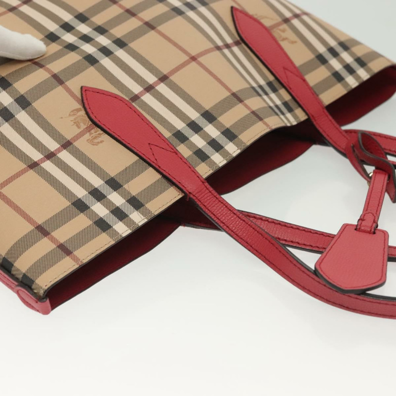 【日本直送】BURBERRY Nova 格紋手提包 PVC 米色 粉紅色 金色 正品 139904-6