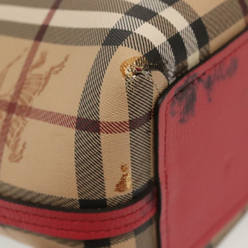 【日本直送】BURBERRY Nova 格紋手提包 PVC 米色 粉紅色 金色 正品 139904-9