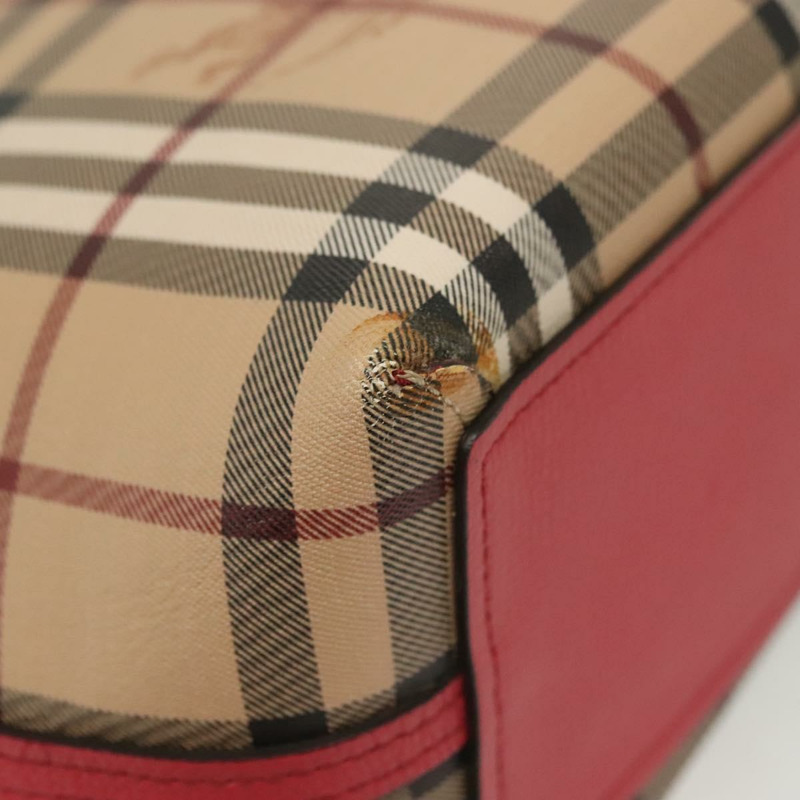 【日本直送】BURBERRY Nova 格紋手提包 PVC 米色 粉紅色 金色 正品 139904-14