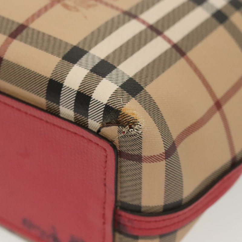 【日本直送】BURBERRY Nova 格紋手提包 PVC 米色 粉紅色 金色 正品 139904-15