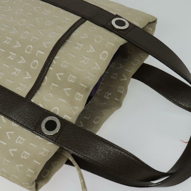 【日本直送】寶格麗 Logo Mania 帆布手提包 米色 銀色 正品 139062-5