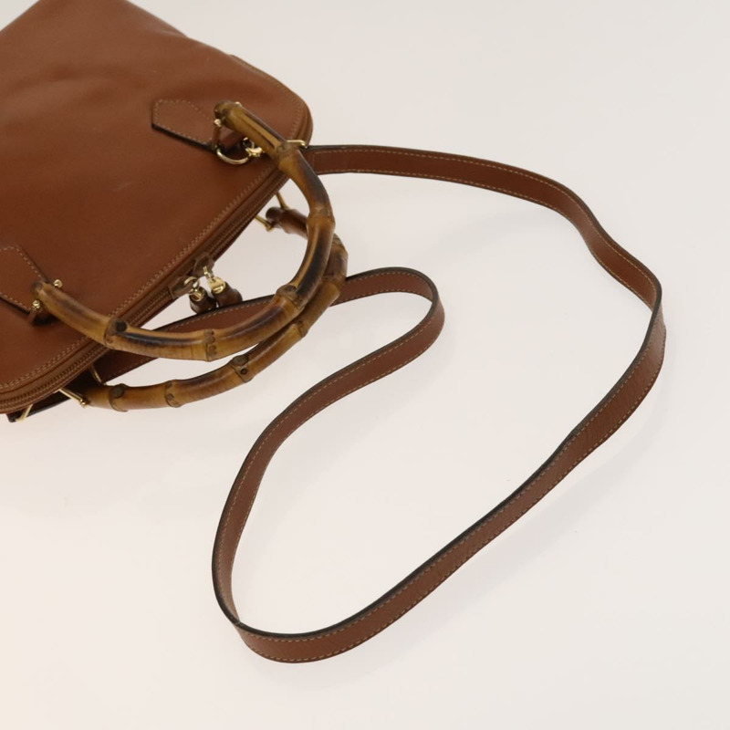 【日本直送】GUCCI 竹節手提包 皮革 兩用 棕色 金色 000 122 0290 正品 139126-6
