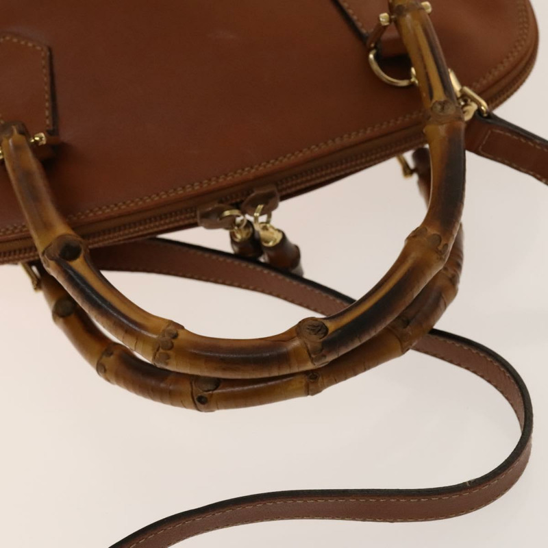 【日本直送】GUCCI 竹節手提包 皮革 兩用 棕色 金色 000 122 0290 正品 139126-7