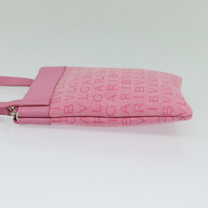 【日本直送】寶格麗 Logo Mania 帆布單肩包 粉紅色 銀色 正品 bs28986-2