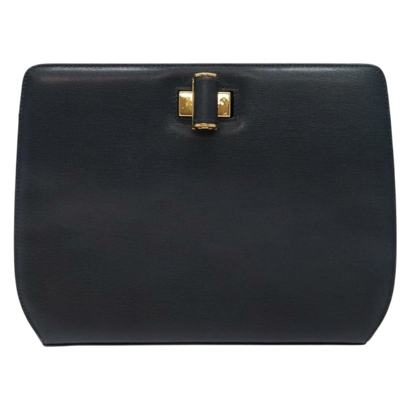 【日本直送】Salvatore Ferragamo Gancini 鏈條單肩包 皮革 海軍藍 金色 正品 140222-12