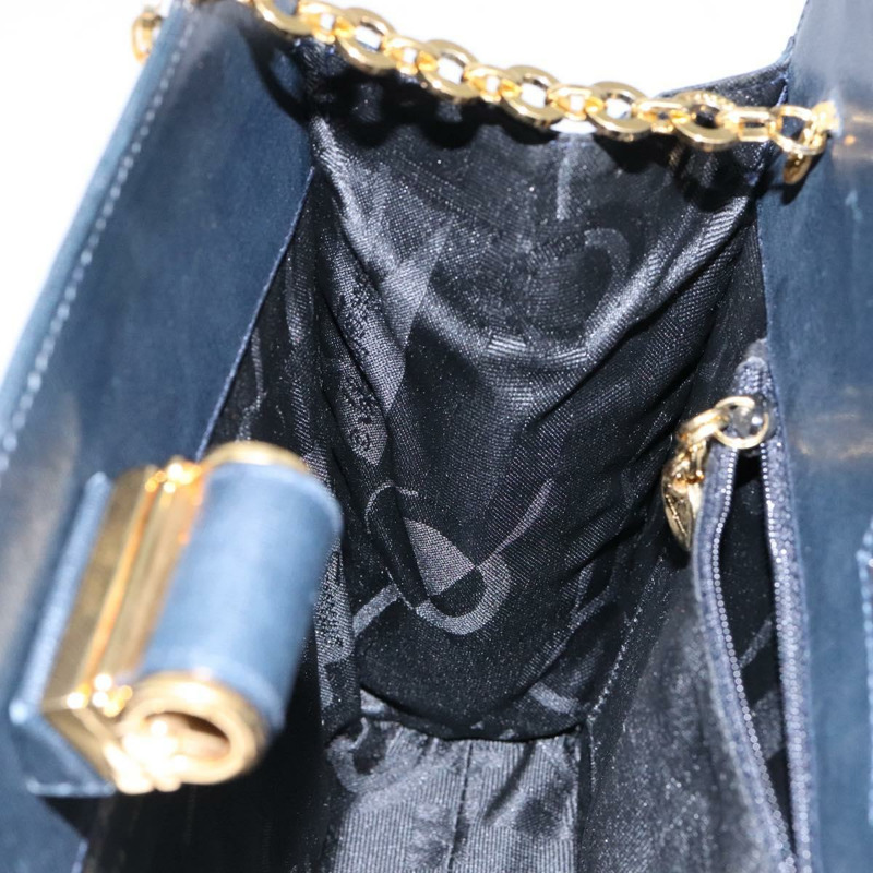 【日本直送】Salvatore Ferragamo Gancini 鏈條單肩包 皮革 海軍藍 金色 正品 140222-16