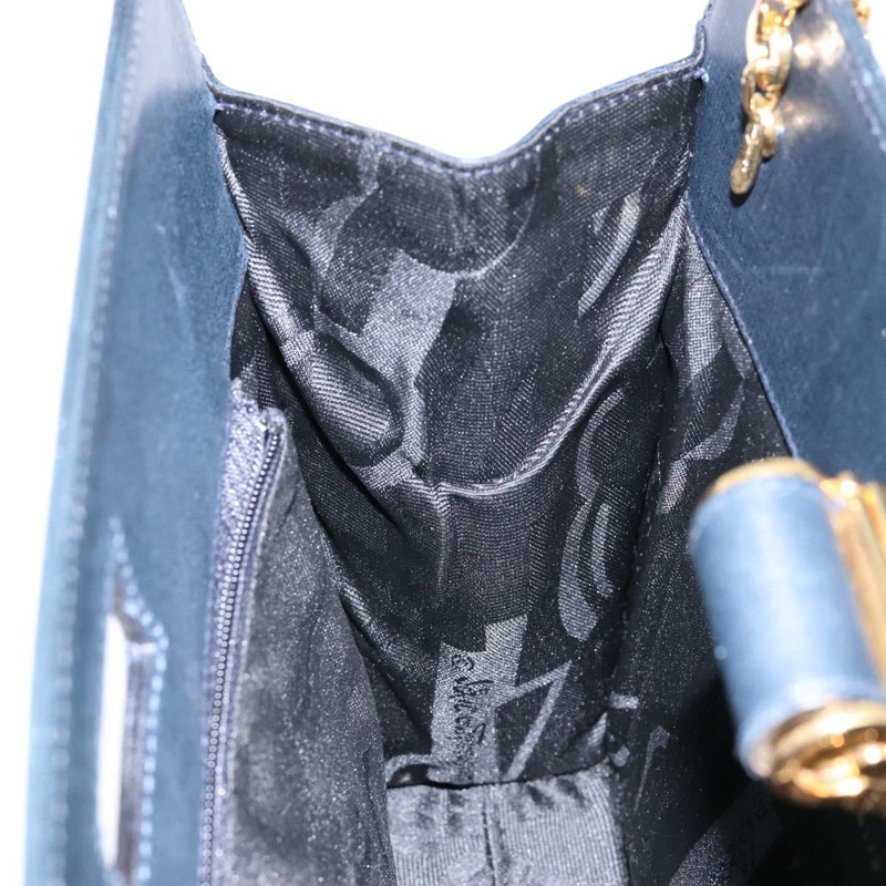 【日本直送】Salvatore Ferragamo Gancini 鏈條單肩包 皮革 海軍藍 金色 正品 140222-17