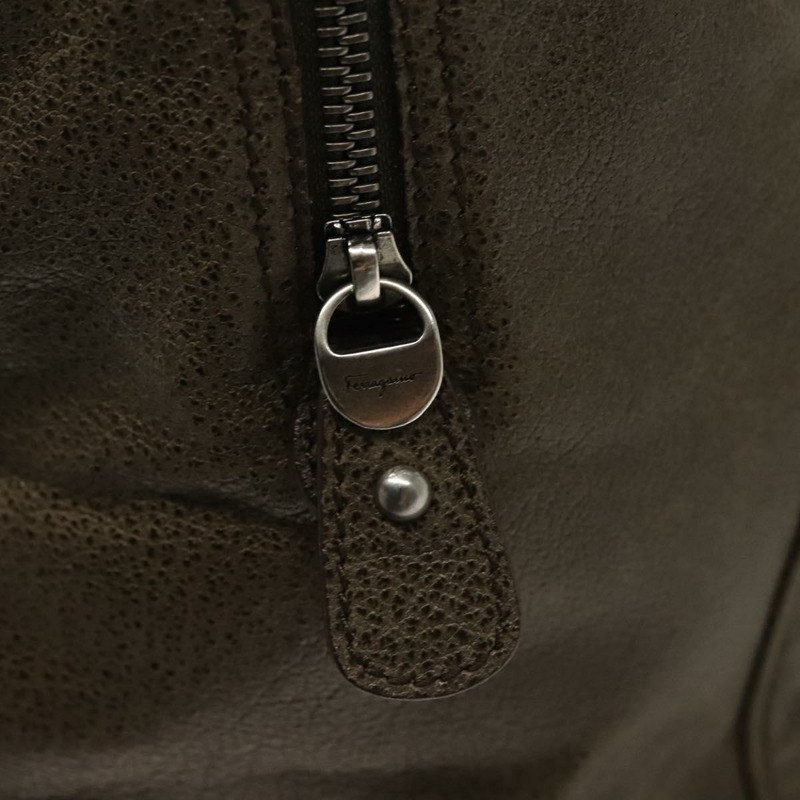 【日本直送】Salvatore Ferragamo Gancini 手提包 皮革 卡其色 銀色 正品 140186-16