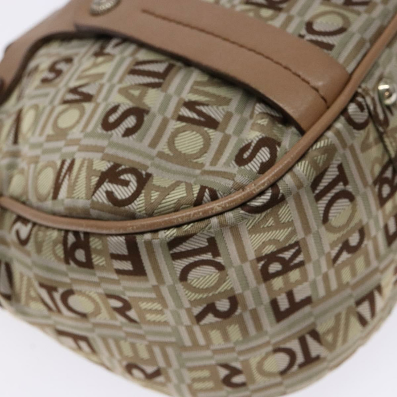 【日本直送】Salvatore Ferragamo 肩背包 帆布 皮革 米色 銀色 正品 bs28919-13