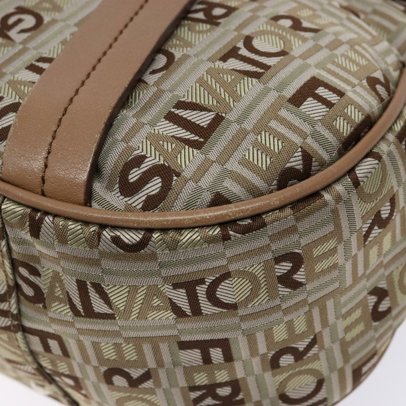 【日本直送】Salvatore Ferragamo 肩背包 帆布 皮革 米色 銀色 正品 bs28919-14