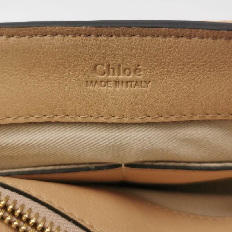 Chloe Faye小號牛皮純色鏈條扣飾斜挎包單肩包-7