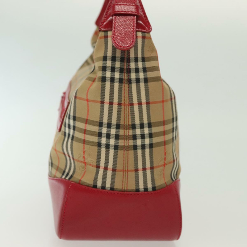 【日本直送】Burberrys Nova 格紋單肩包帆布皮革米色紅色正品 gh659-3