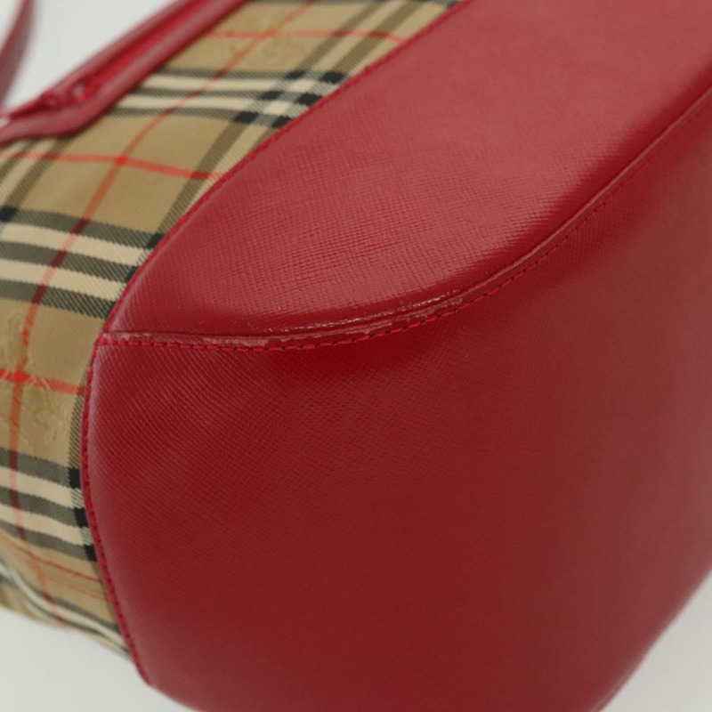 【日本直送】Burberrys Nova 格紋單肩包帆布皮革米色紅色正品 gh659-8