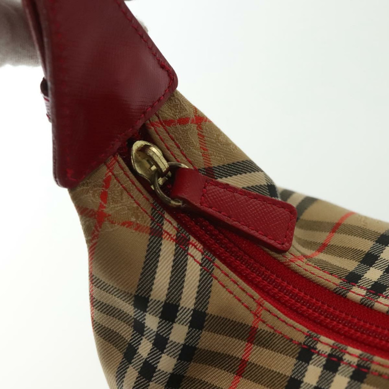 【日本直送】Burberrys Nova 格紋單肩包帆布皮革米色紅色正品 gh659-9
