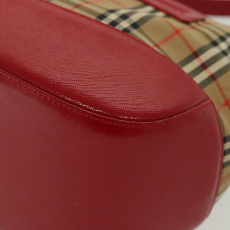 【日本直送】Burberrys Nova 格紋單肩包帆布皮革米色紅色正品 gh659-13