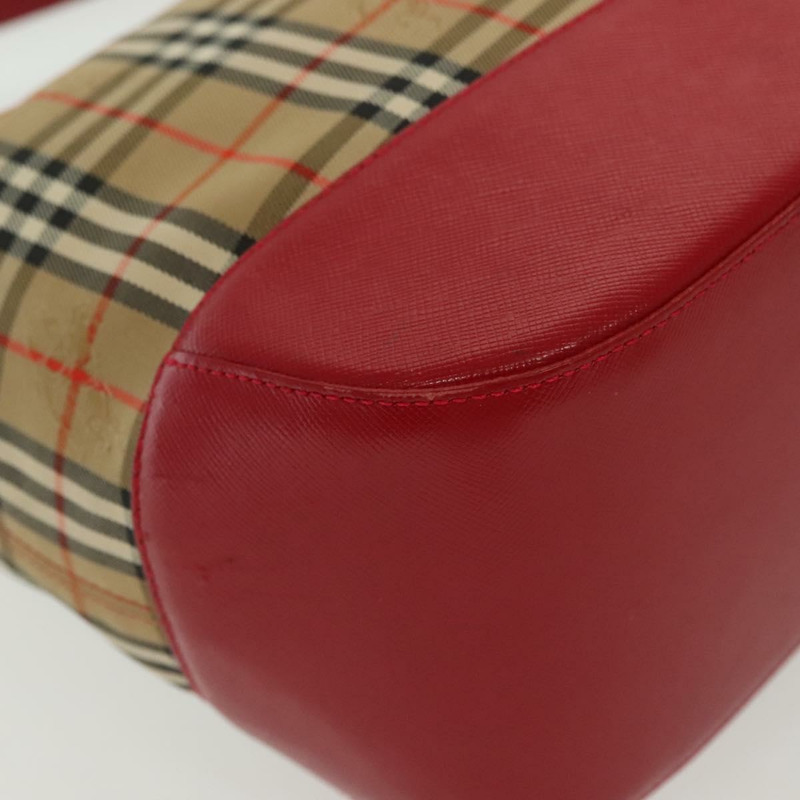 【日本直送】Burberrys Nova 格紋單肩包帆布皮革米色紅色正品 gh659-14