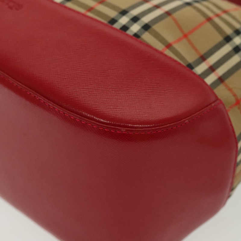 【日本直送】Burberrys Nova 格紋單肩包帆布皮革米色紅色正品 gh659-15