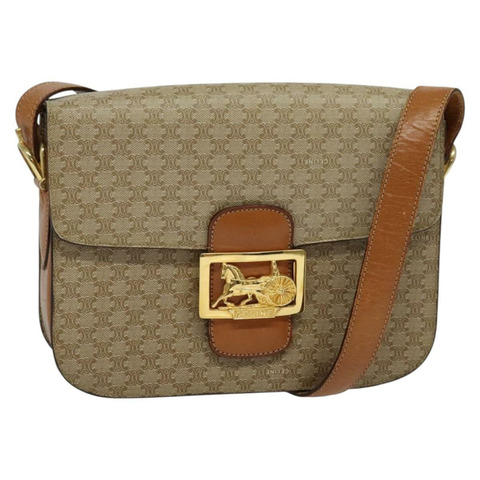 CELINE Macadam帆布肩背包 PVC米色金色 正品 140613