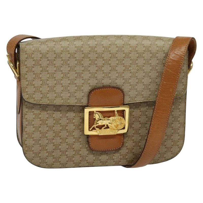 【日本直送】CELINE Macadam帆布肩背包 PVC米色金色 正品 140613-0