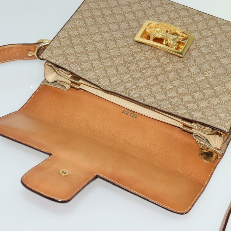 【日本直送】CELINE Macadam帆布肩背包 PVC米色金色 正品 140613-8