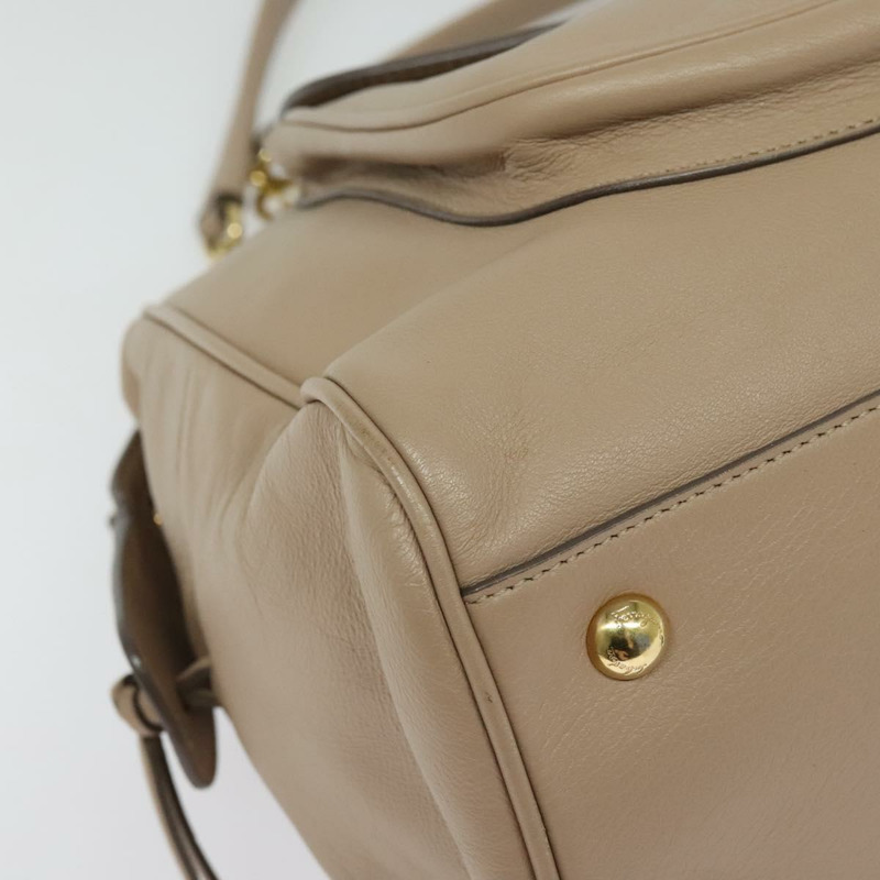【日本直送】Salvatore Ferragamo Gancini 手提包 皮革 米色 金色 正品 140617-8