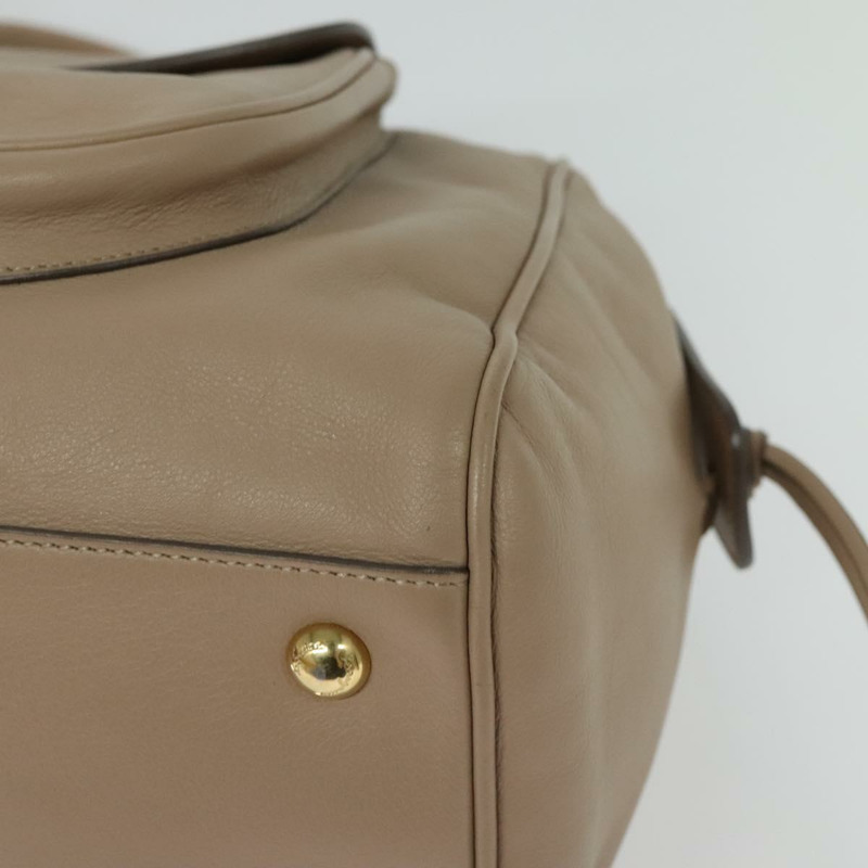 【日本直送】Salvatore Ferragamo Gancini 手提包 皮革 米色 金色 正品 140617-13