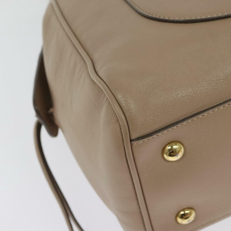 【日本直送】Salvatore Ferragamo Gancini 手提包 皮革 米色 金色 正品 140617-14