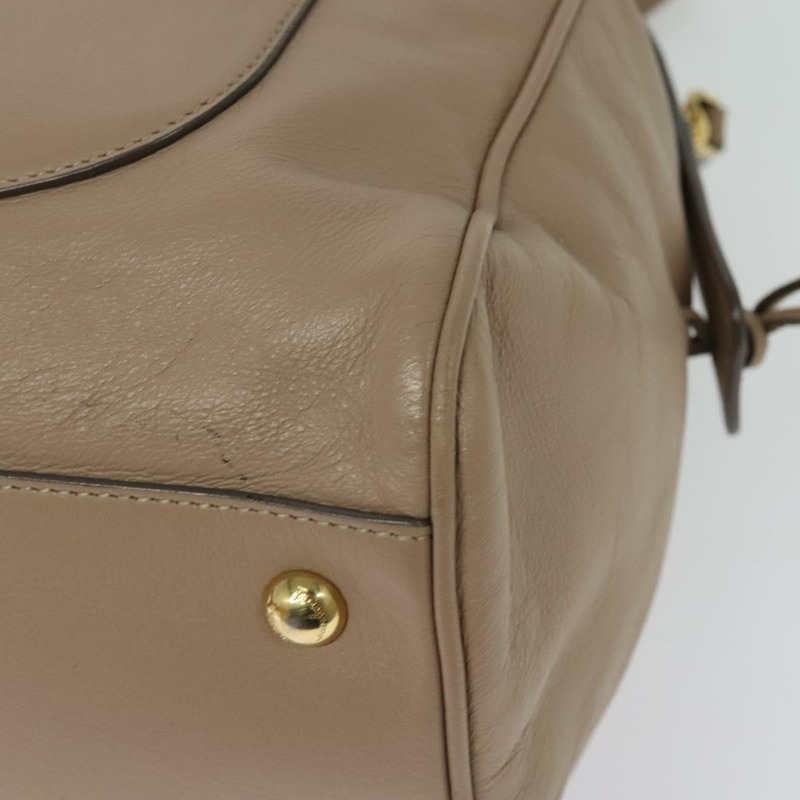 【日本直送】Salvatore Ferragamo Gancini 手提包 皮革 米色 金色 正品 140617-15