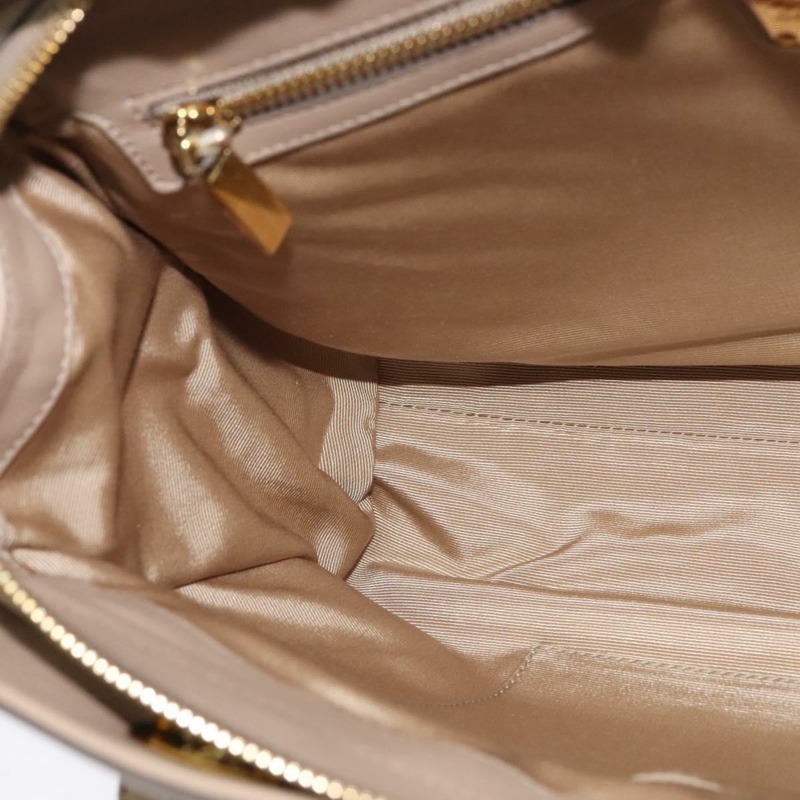 【日本直送】Salvatore Ferragamo Gancini 手提包 皮革 米色 金色 正品 140617-18